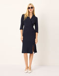 MARYLING Lapel 1/2 Sleeves Wrap Midi Fish Tail Dress