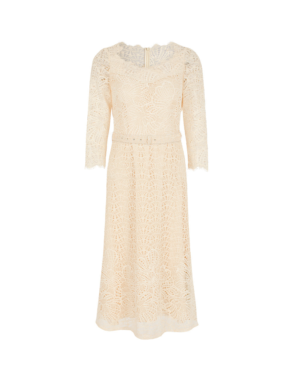 MARYLING Square-Neck 1/2 Sleeve Empire-Waist Fishtail Lace Dress
