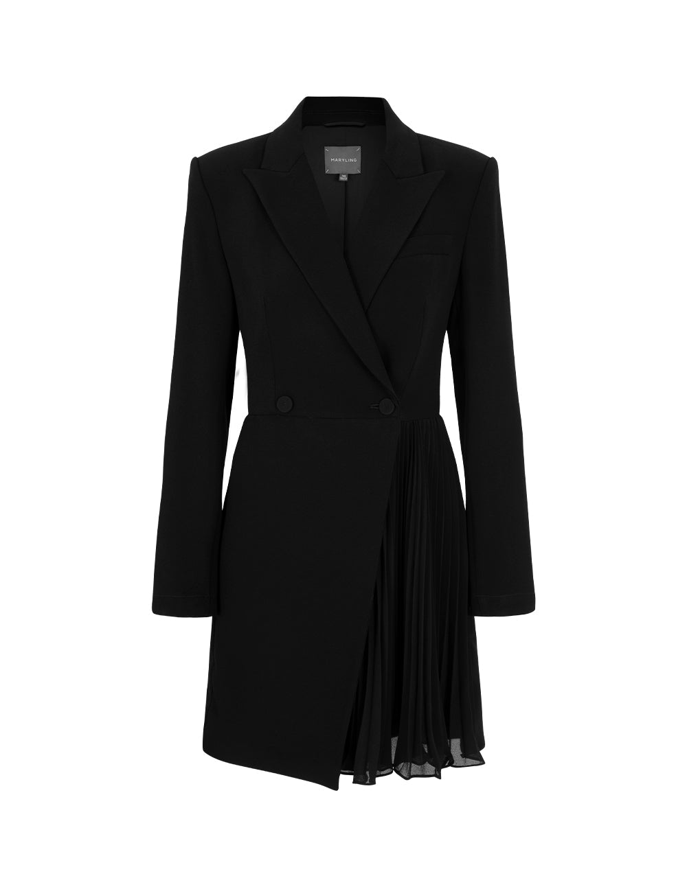 MARYLING Lapel Asymmetric-Pleated Wrap Front Blazer