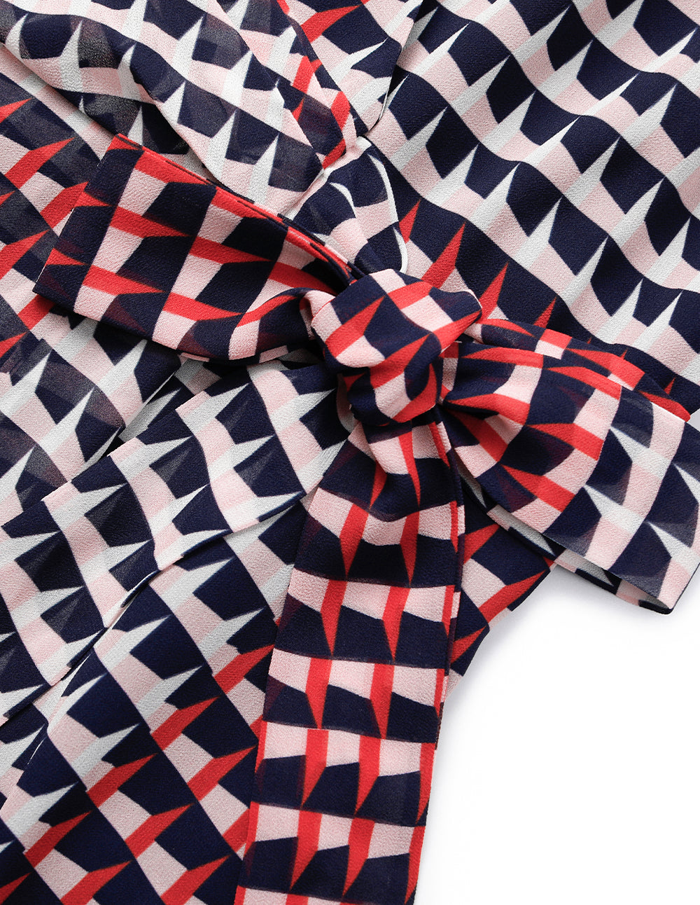 MARYLING V-Neck Long-Sleeve Houndstooth Wrap Midi Dress