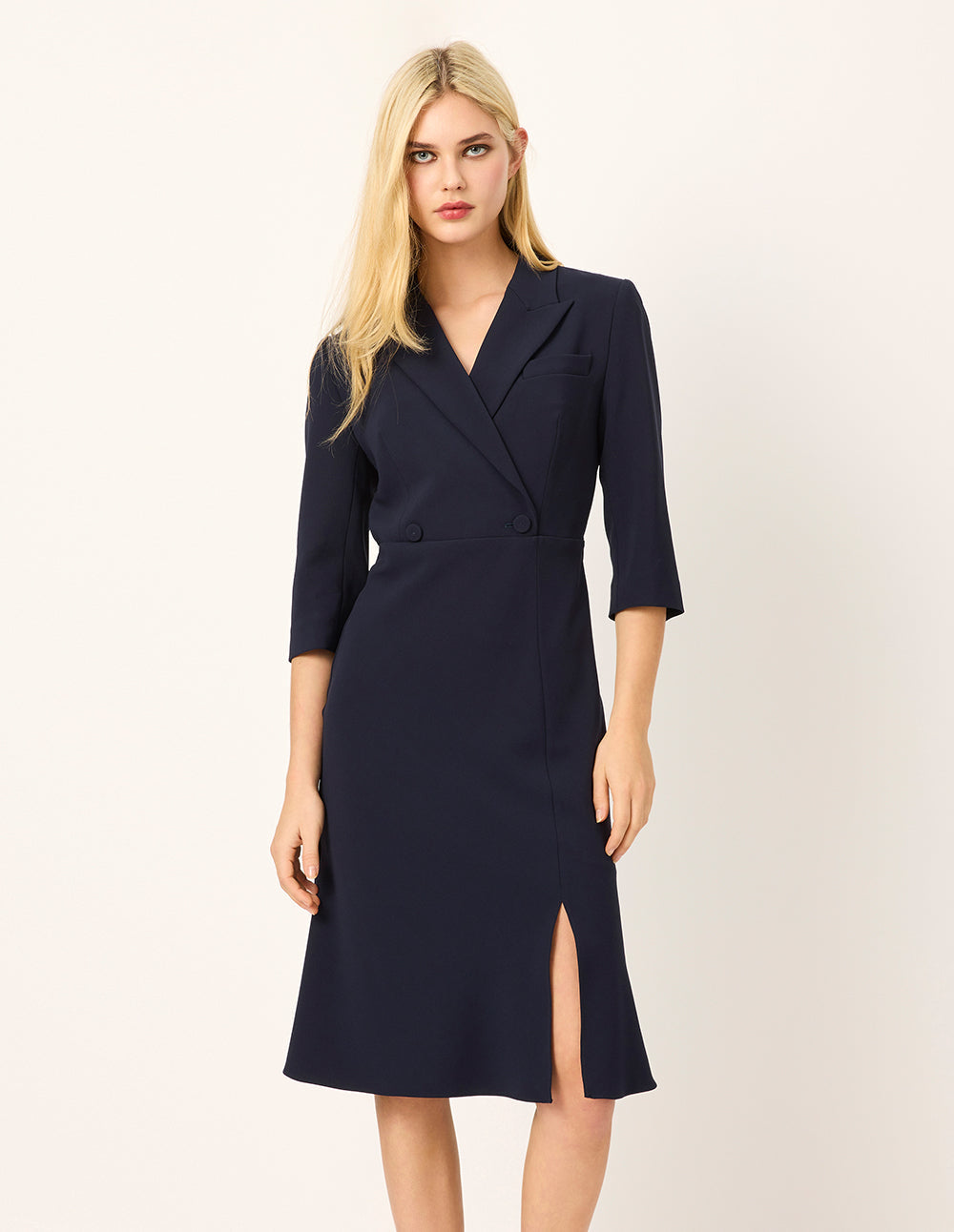 MARYLING Lapel 1/2 Sleeves Wrap Midi Fish Tail Dress