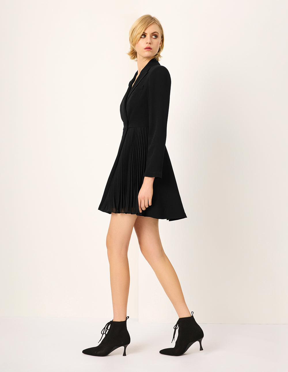 MARYLING Lapel Asymmetric-Pleated Wrap Front Blazer