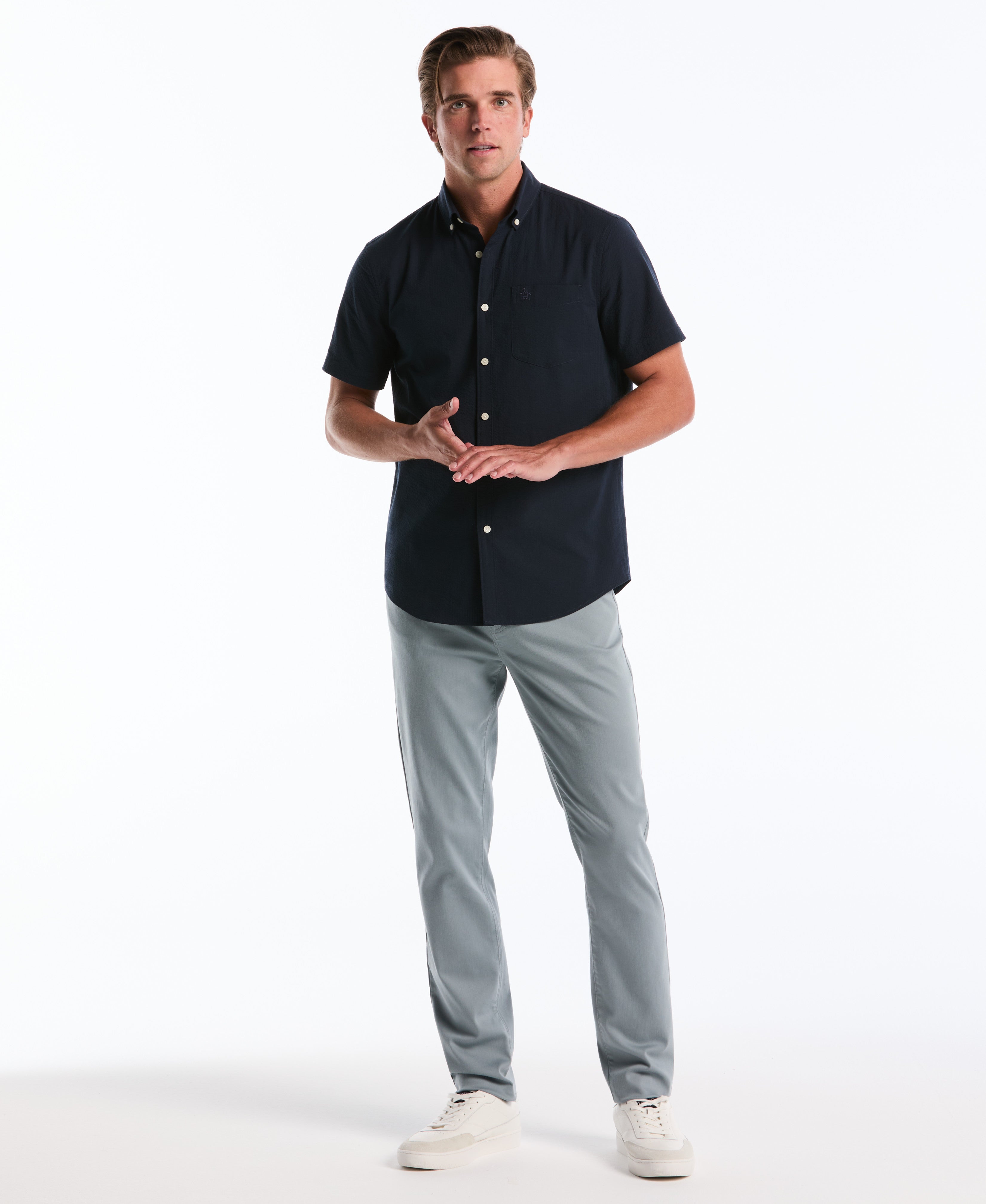 5 Pocket Slim Hemmed Dobbie Pant