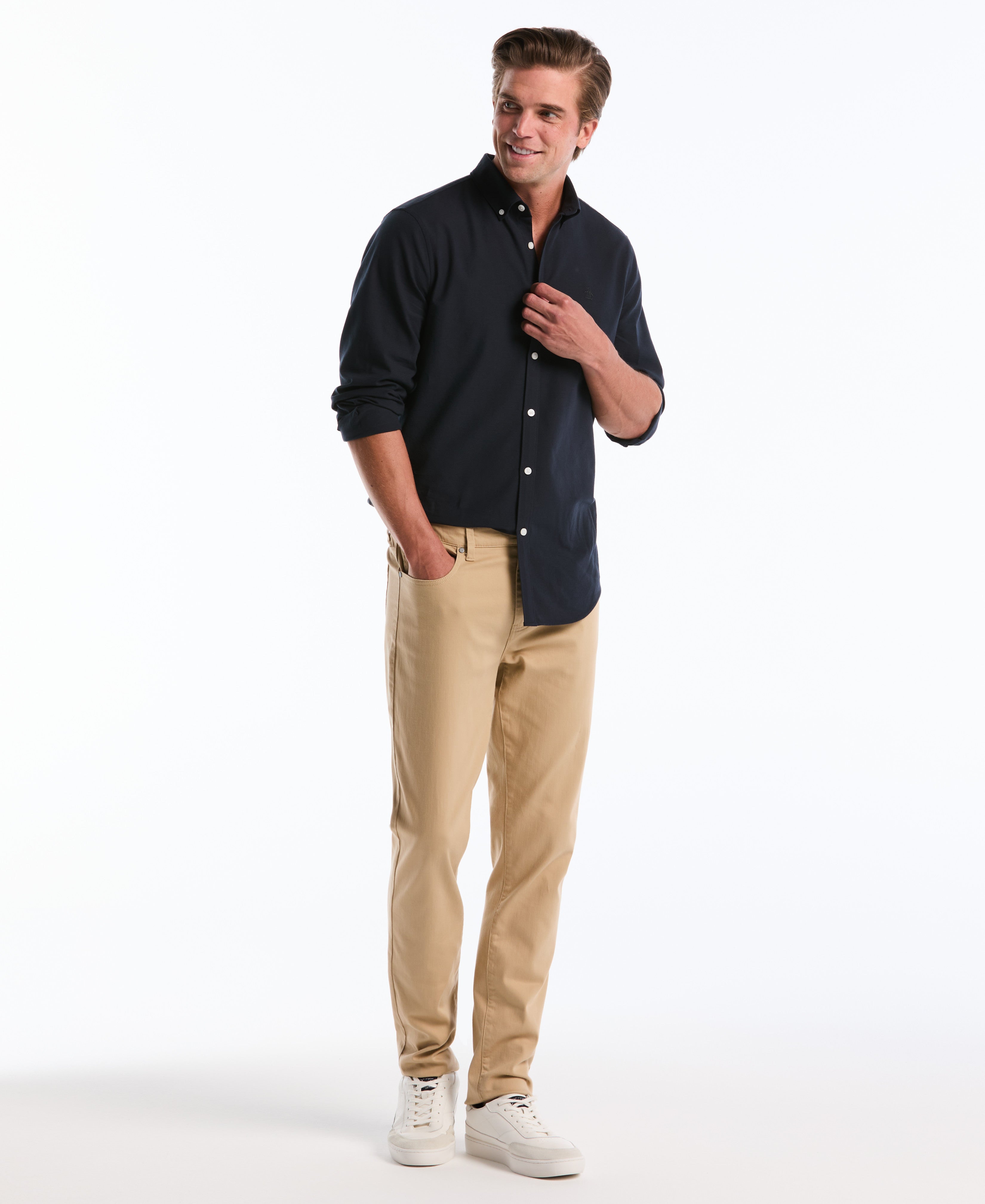 5 Pocket Slim Hemmed Dobbie Pant