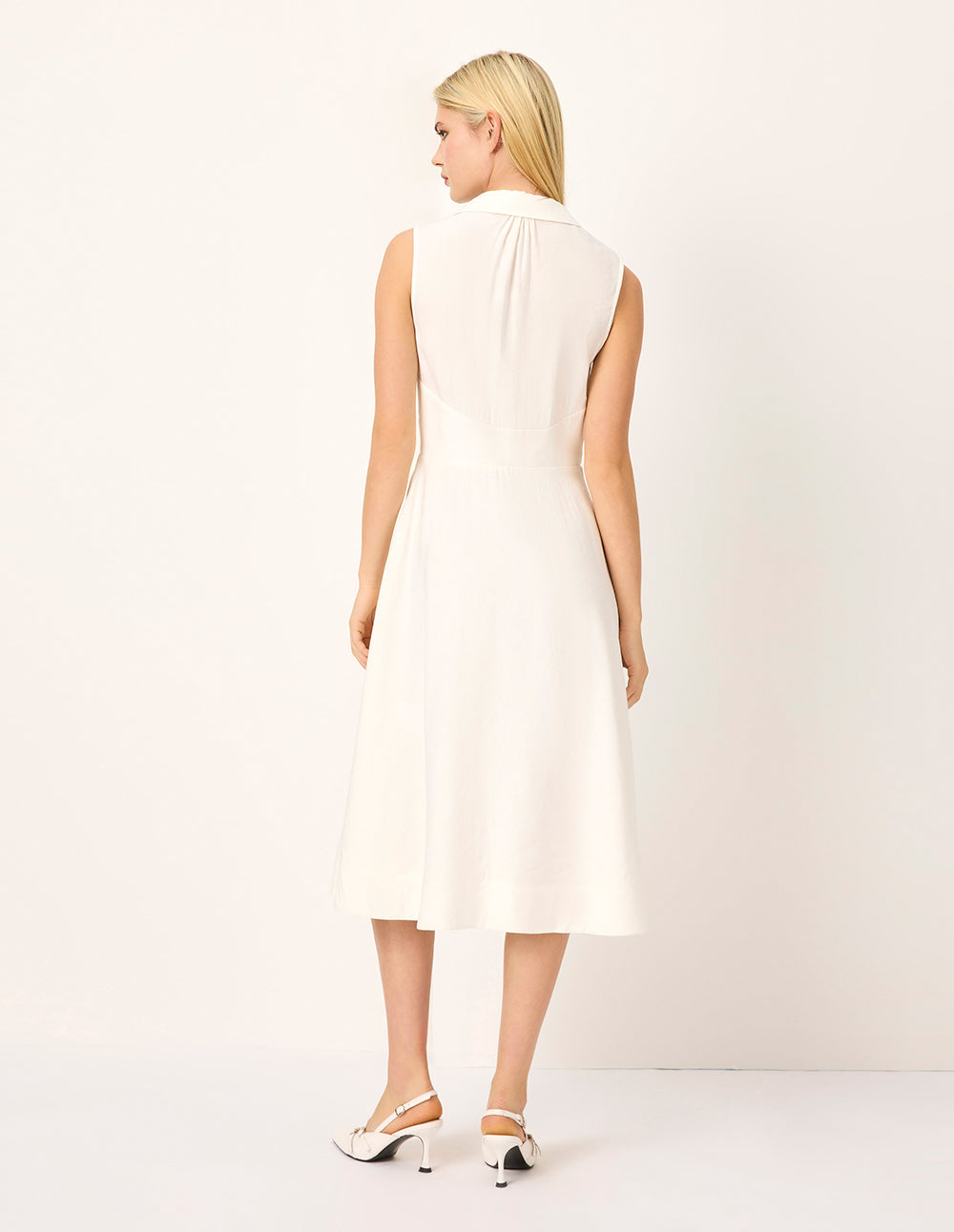 MARYLING V-Collar Sleeveless Shift Midi Dress