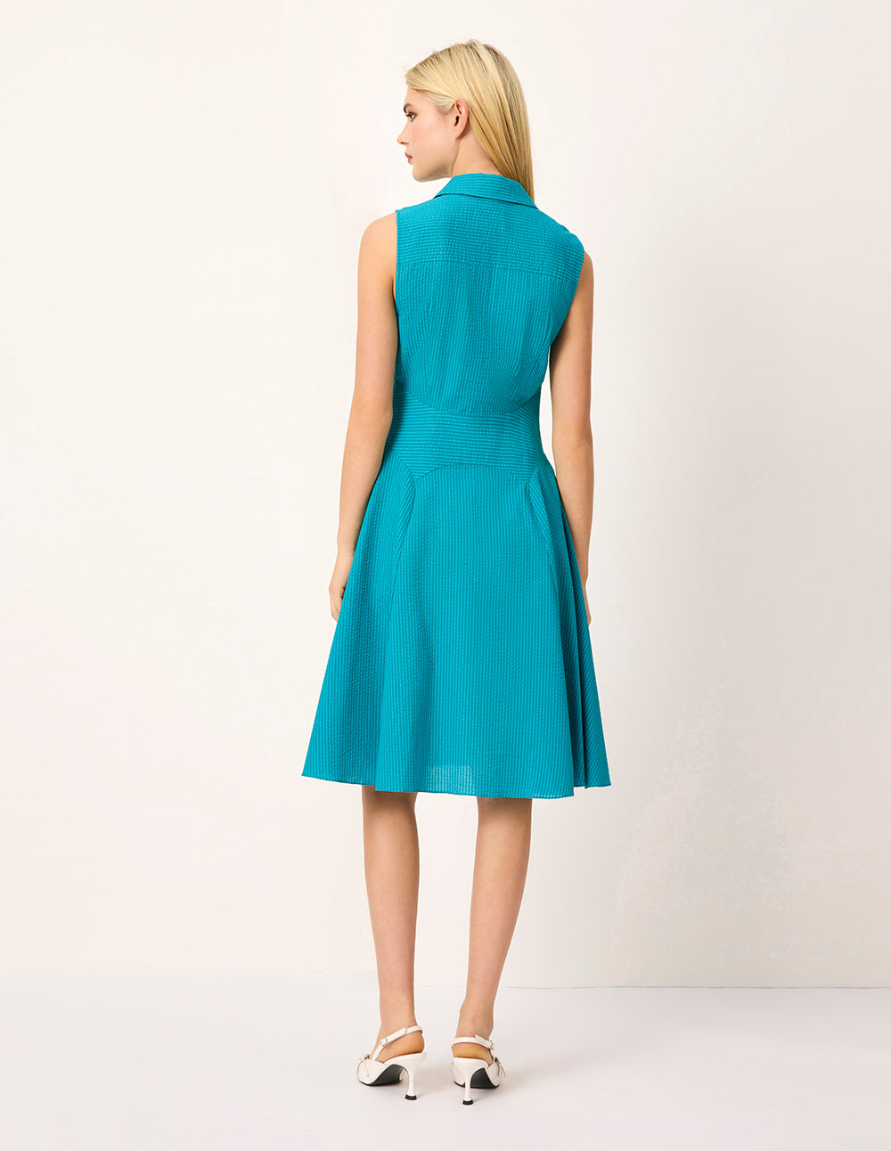 MARYLING Lapel Sleeveless Pleated Midi Tent Dress