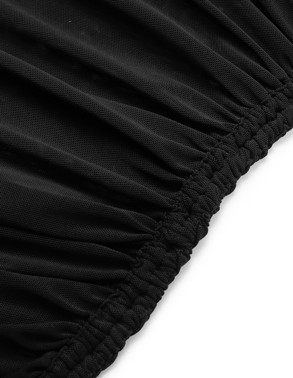 MARYLING Round Neck Sleeveless Sheer Side-Pleated Maxi Dress