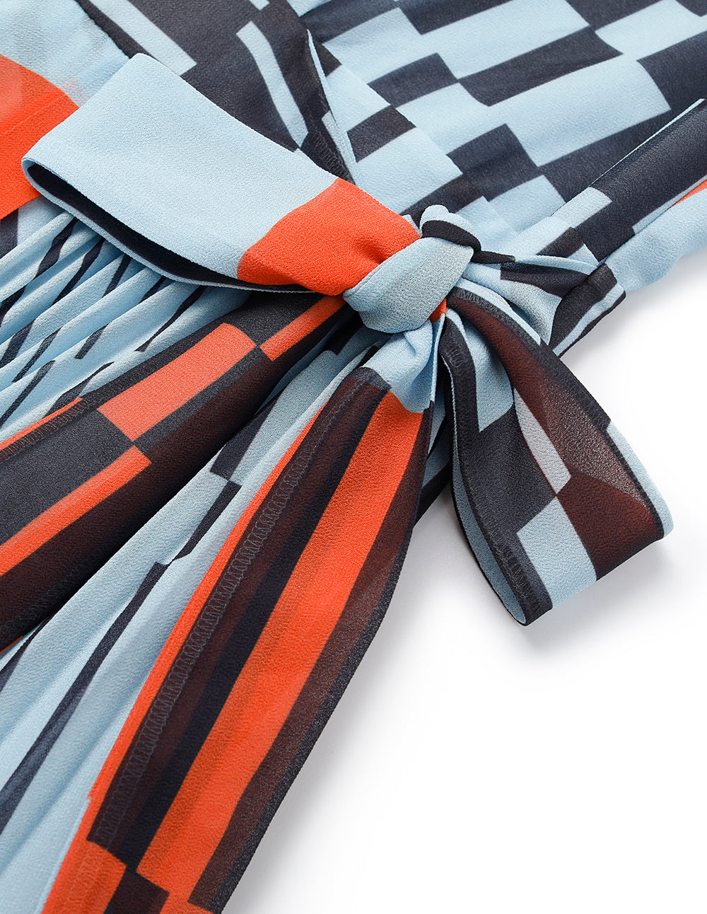 MARYLING Asymmetric Paisley Print Belted Pleated Midi Shirt Dress