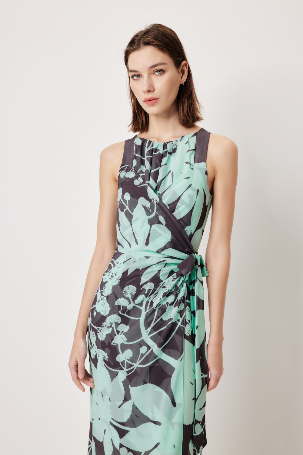 MARYLING Blue-Brown Tree Shadow Printed Dresses