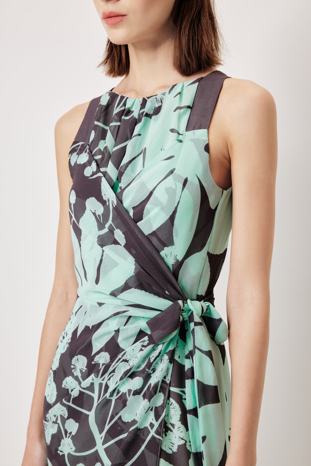 MARYLING Blue-Brown Tree Shadow Printed Dresses